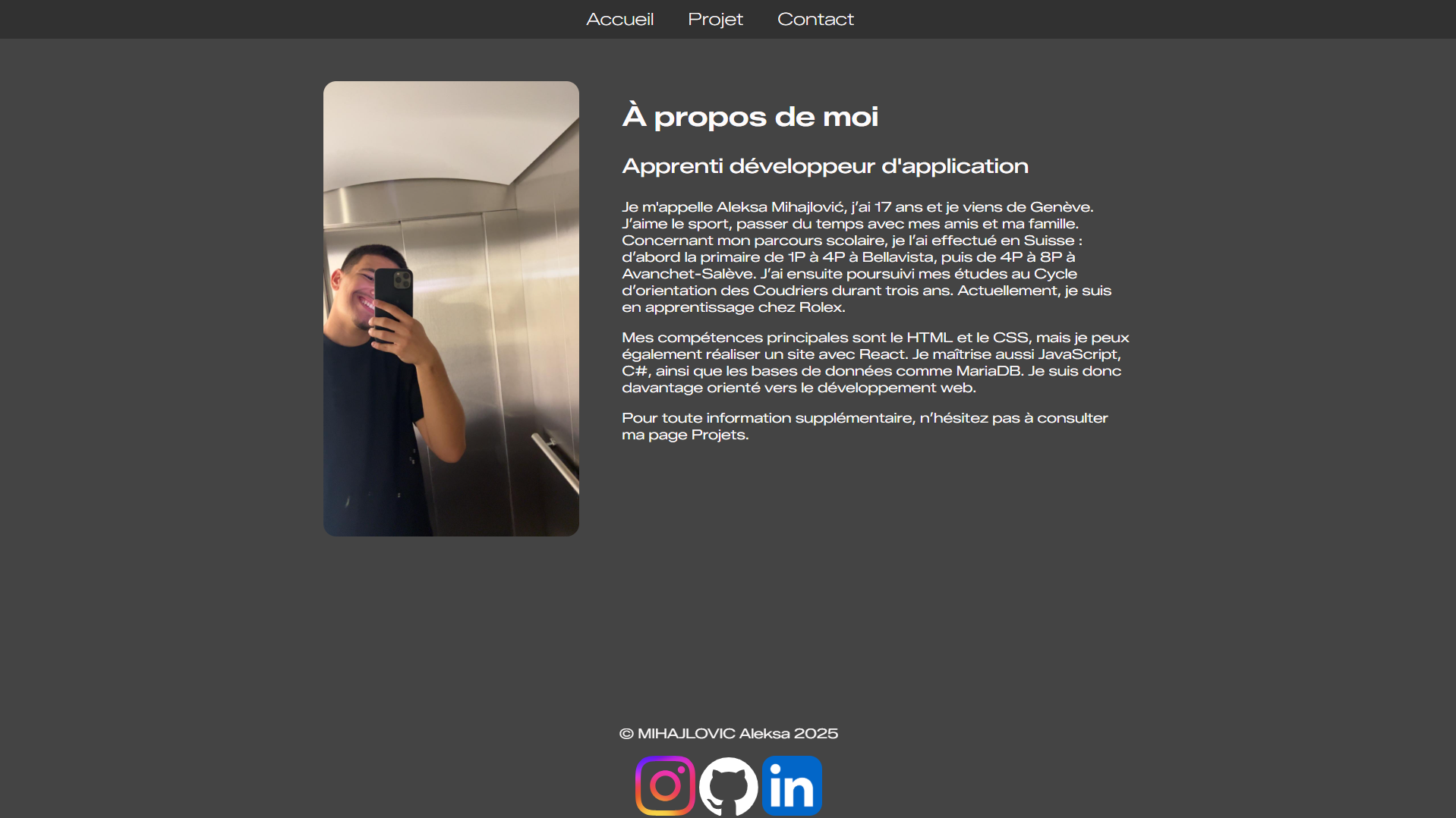 Aperçu de la page À propos de moi